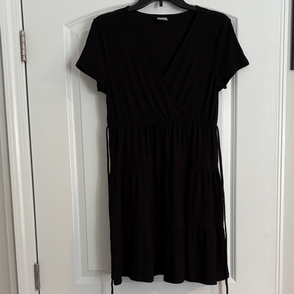 No Boundaries Black Tiered Mini Dress